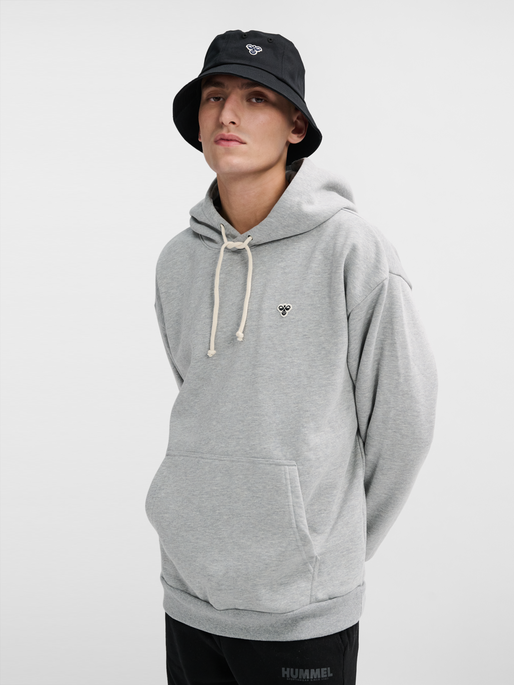 hmlLOOSE HOODIE BEE, GREY MELANGE, model