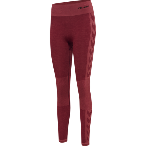 hmlCLEA SEAMLESS MID WAIST TIGHTS, CABERNET/APPLE BUTTER MELANGE, packshot