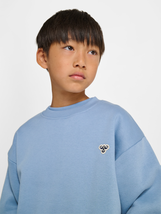 hmlJR LOOSE CREWNECK BEE, FADED DENIM, model