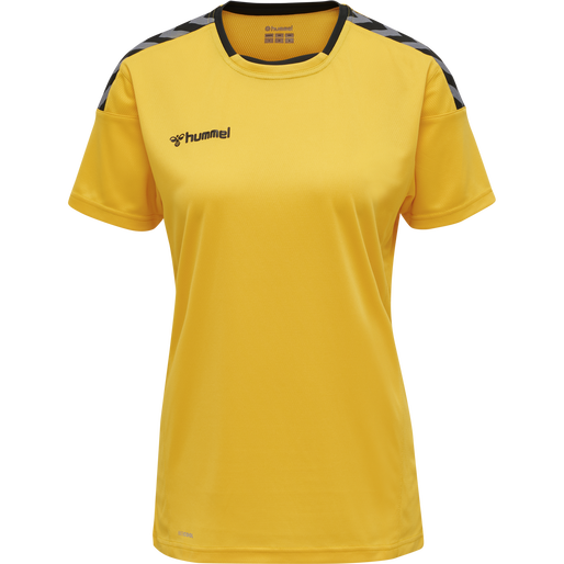 hmlAUTHENTIC POLY JERSEY WOMAN S/S, SPORTS YELLOW/BLACK, packshot