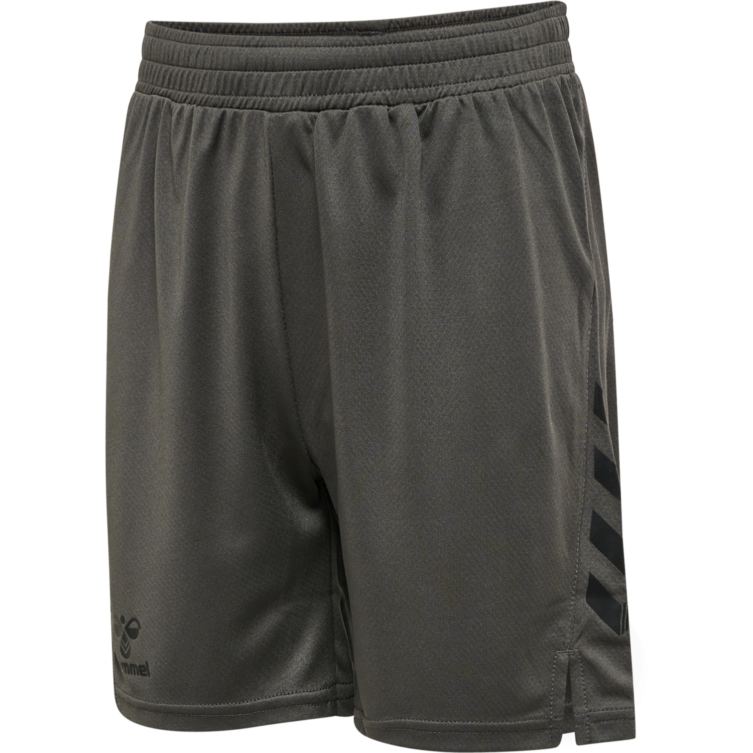 hmlONGRID POLY SHORTS KIDS, FORGED IRON/JET BLACK, packshot