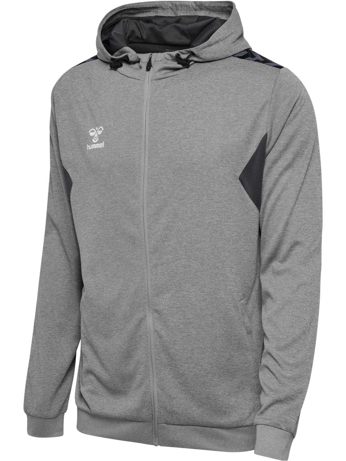 hmlAUTHENTIC PL ZIP HOODIE, GREY MELANGE, packshot
