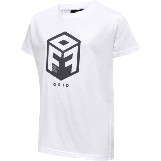 hmlOFFGRID COTTON JERSEY S/S KIDS, WHITE/FORGED IRON, packshot