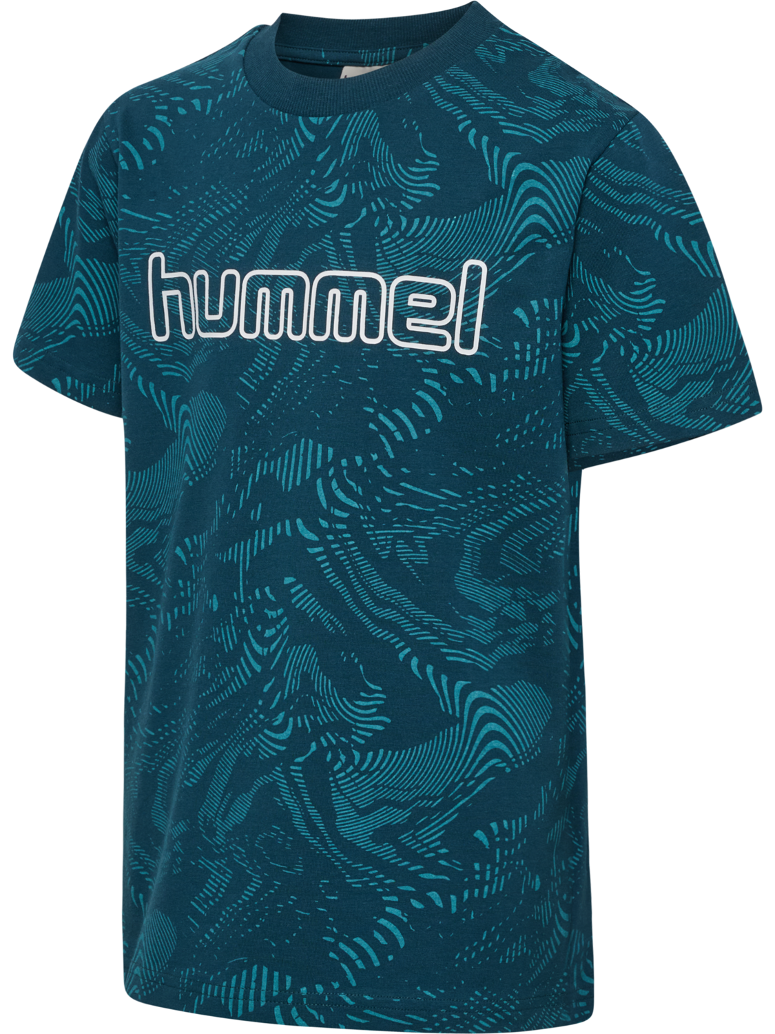 hmlJR AOP LOGO T-SHIRT, REFLECTING POND, packshot