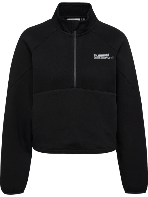 hmlTECH FLEECE WOMEN BOXY HALF ZIP, BLACK hmlTECH FLEECE WOMEN BOXY HALF ZIP, BLACK, packshot