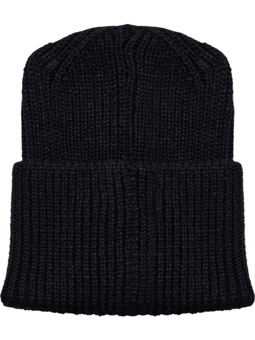 hmlJR HEAVY RIB KNIT BEANIE, BLACK, packshot