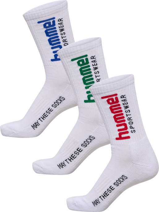 hml3-PACK SOCKS SPORTSWEAR BIG, WHITE/BARBADOSCHERRY/EDEN/SKYD, packshot