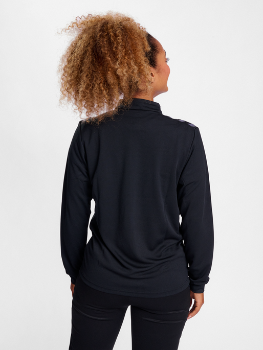 hmlAUTHENTIC HALF ZIP SWEAT WOMAN, BLACK, model