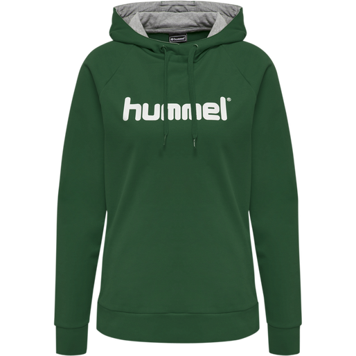 HMLGO COTTON LOGO HOODIE WOMAN, EVERGREEN HMLGO COTTON LOGO HOODIE WOMAN, EVERGREEN, packshot