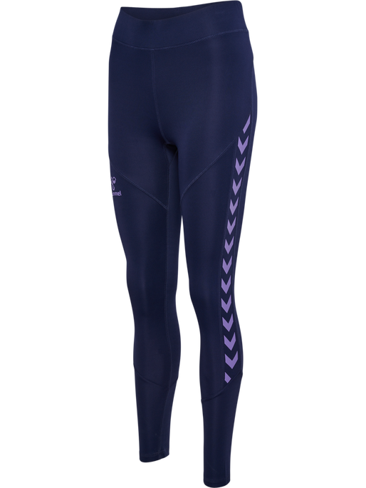 hmlSTALTIC HW POLY TIGHTS WOMAN, MARINE/PAISLEY PURPLE, packshot