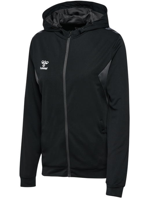 hmlAUTHENTIC PL ZIP HOODIE WOMAN, BLACK hmlAUTHENTIC PL ZIP HOODIE WOMAN, BLACK, packshot