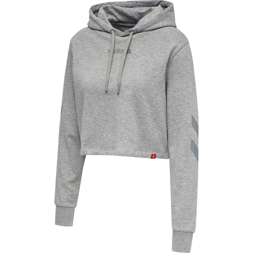 hmlLEGACY WOMAN CROPPED HOODIE, GREY MELANGE, packshot