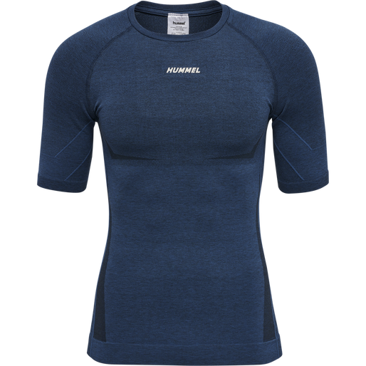hmlTE MIKE SEAMLESS T-SHIRT, INSIGNIA BLUE/BLACK MELANGE, packshot