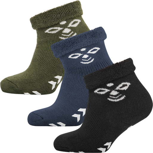 SNUBBIE SOCKS 3 PK, BLACK/OLIVE NIGHT SNUBBIE SOCKS 3 PK, BLACK/OLIVE NIGHT, packshot