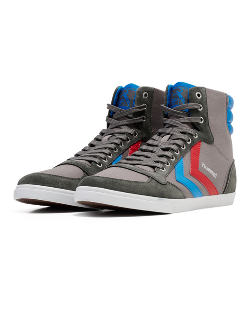 HUMMEL SLIMMER STADIL HIGH, CASTLEROCK/RIBBONRED/BRIL BLUE, packshot