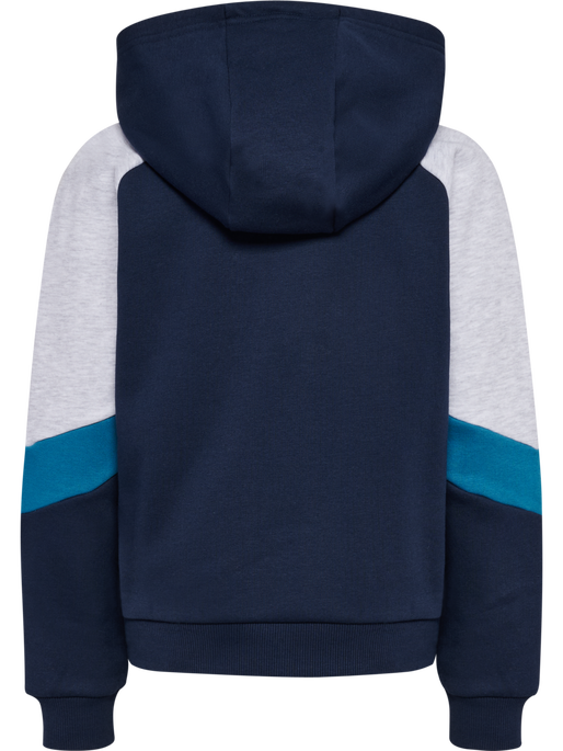 hmlJR LOOSE BLOCKED ZIP HOODIE, DRESS BLUES, packshot