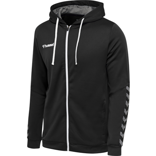 hmlAUTHENTIC KIDS POLY ZIP HOODIE, BLACK/WHITE, packshot
