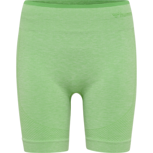 hmlMT UNA SEAMLESS MID WAIST SHORTS, SUMMER GREEN MELANGE, packshot