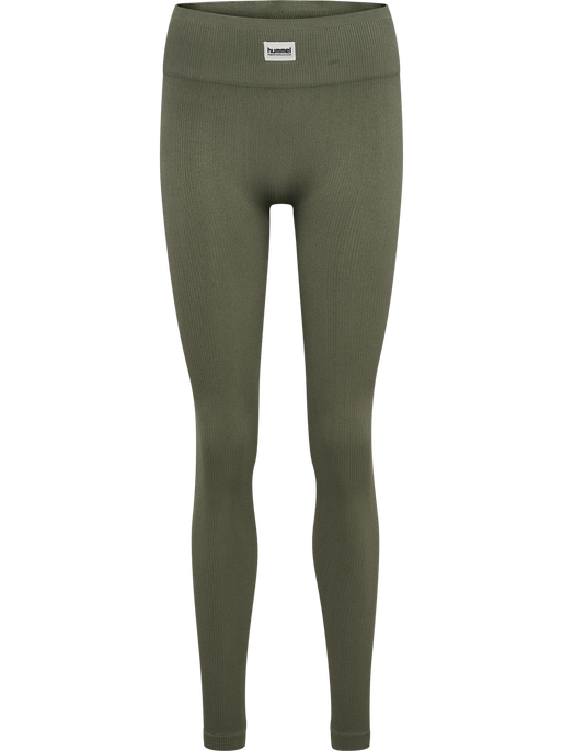 hmlPULSE SEAMLESS RIB MW TIGHTS, DUSTY OLIVE, packshot