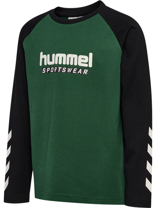 hmlJR LOGO T-SHIRT L/S, DARK GREEN, packshot