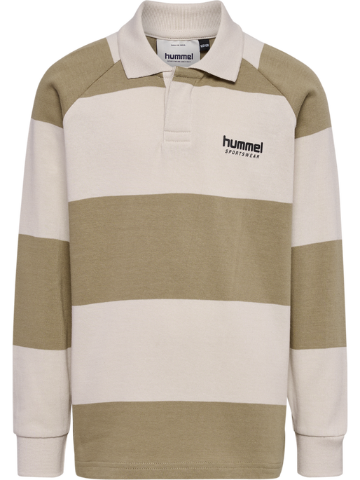 hmlJR LOOSE STRIPED POLO L/S, CORNSTALK hmlJR LOOSE STRIPED POLO L/S, CORNSTALK, packshot