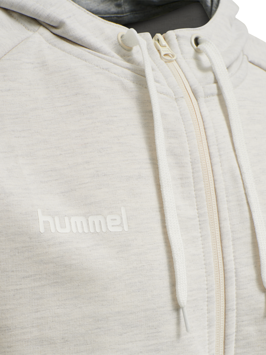 HMLGO COTTON ZIP HOODIE, EGRET MELANGE, packshot
