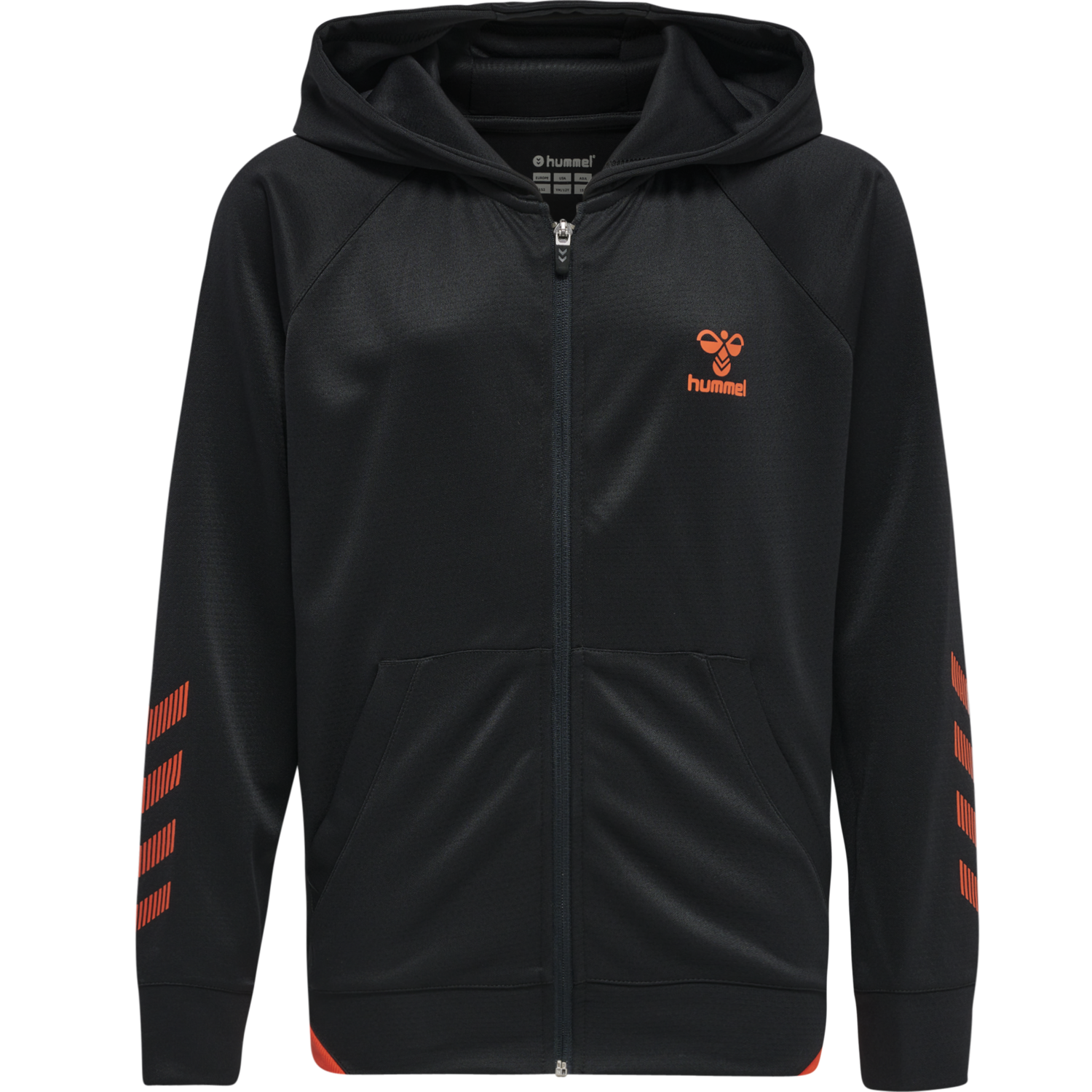 hmlGG12 ACTION ZIP HOODIE KIDS, BLACK/CHERRY TOMATO, packshot