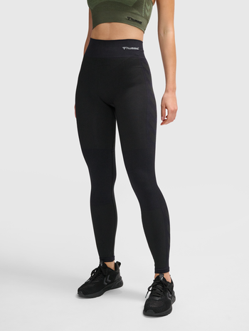 hmlCLEA SEAMLESS MID WAIST TIGHTS, BLACK MELANGE, model