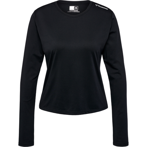 hmlMT AURA MESH T-SHIRT L/S, BLACK, packshot