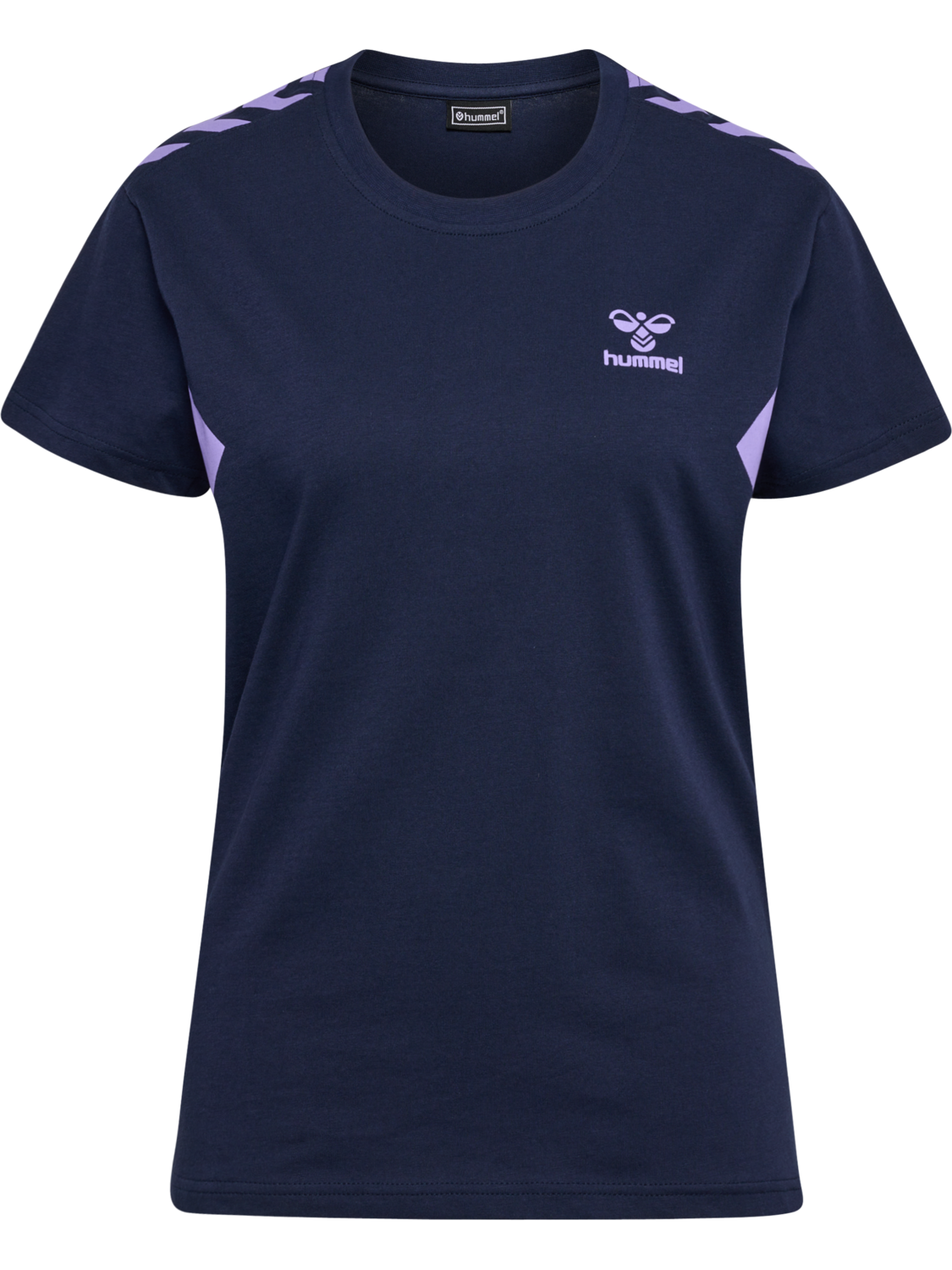 hmlSTALTIC COTTON T-SHIRT S/S WOMAN, MARINE/PAISLEY PURPLE, packshot