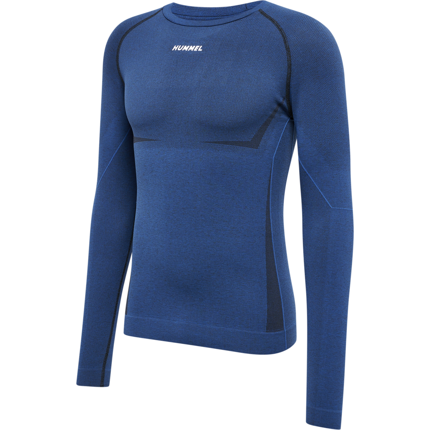hmlTE MIKE SEAMLESS T-SHIRT L/S, INSIGNIA BLUE/BLACK MELANGE, packshot