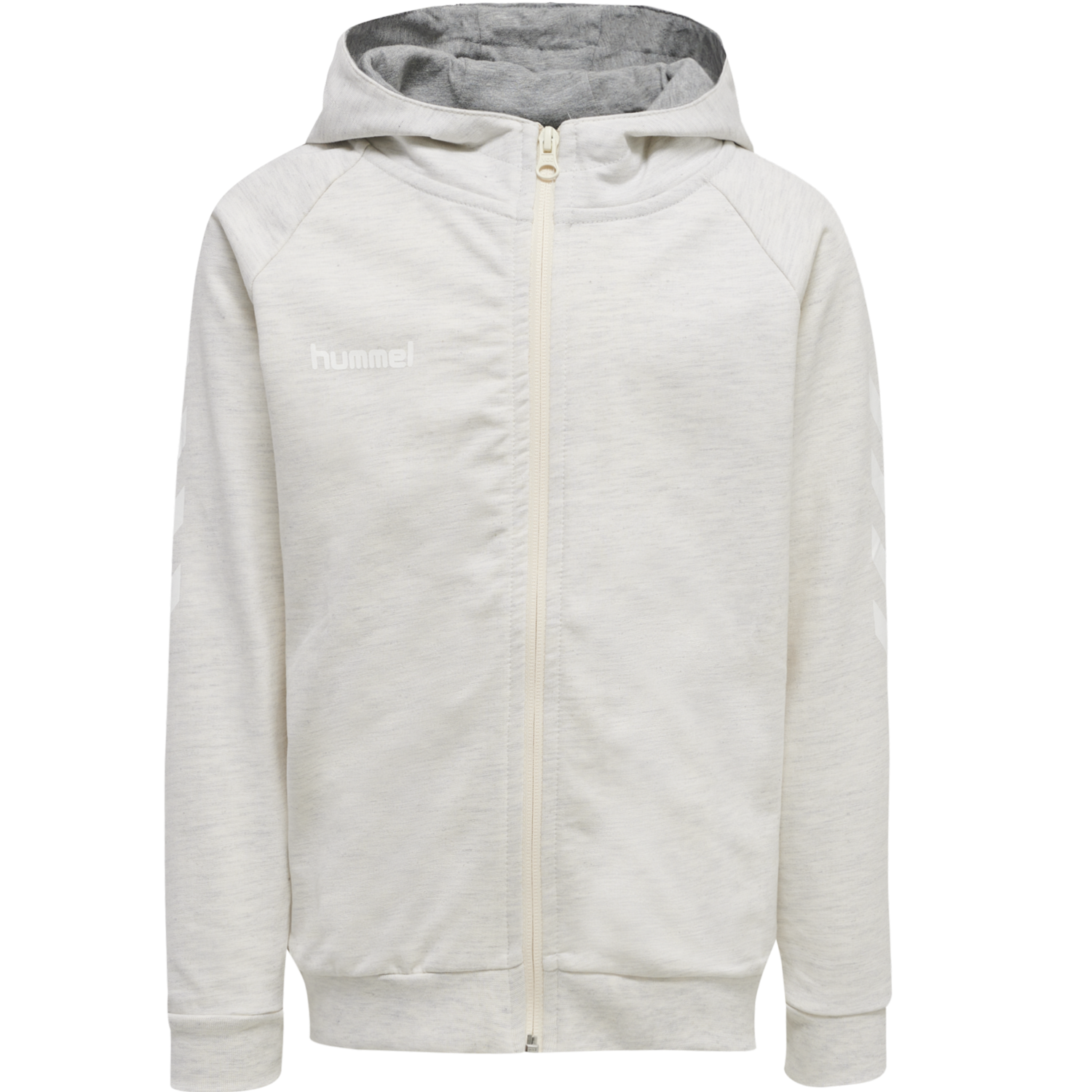 HMLGO COTTON ZIP HOODIE WOMAN, EGRET MELANGE, packshot