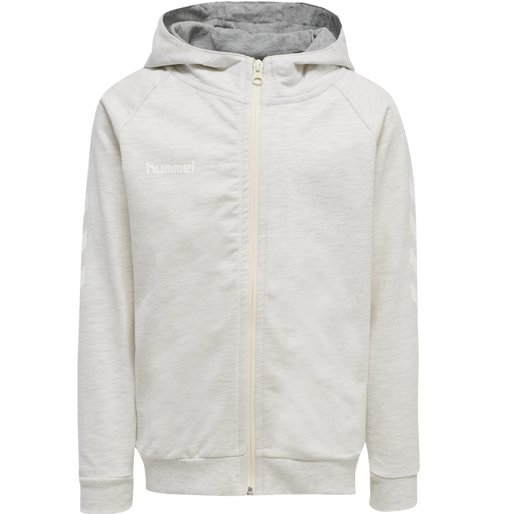 HMLGO COTTON ZIP HOODIE WOMAN, EGRET MELANGE HMLGO COTTON ZIP HOODIE WOMAN, EGRET MELANGE, packshot