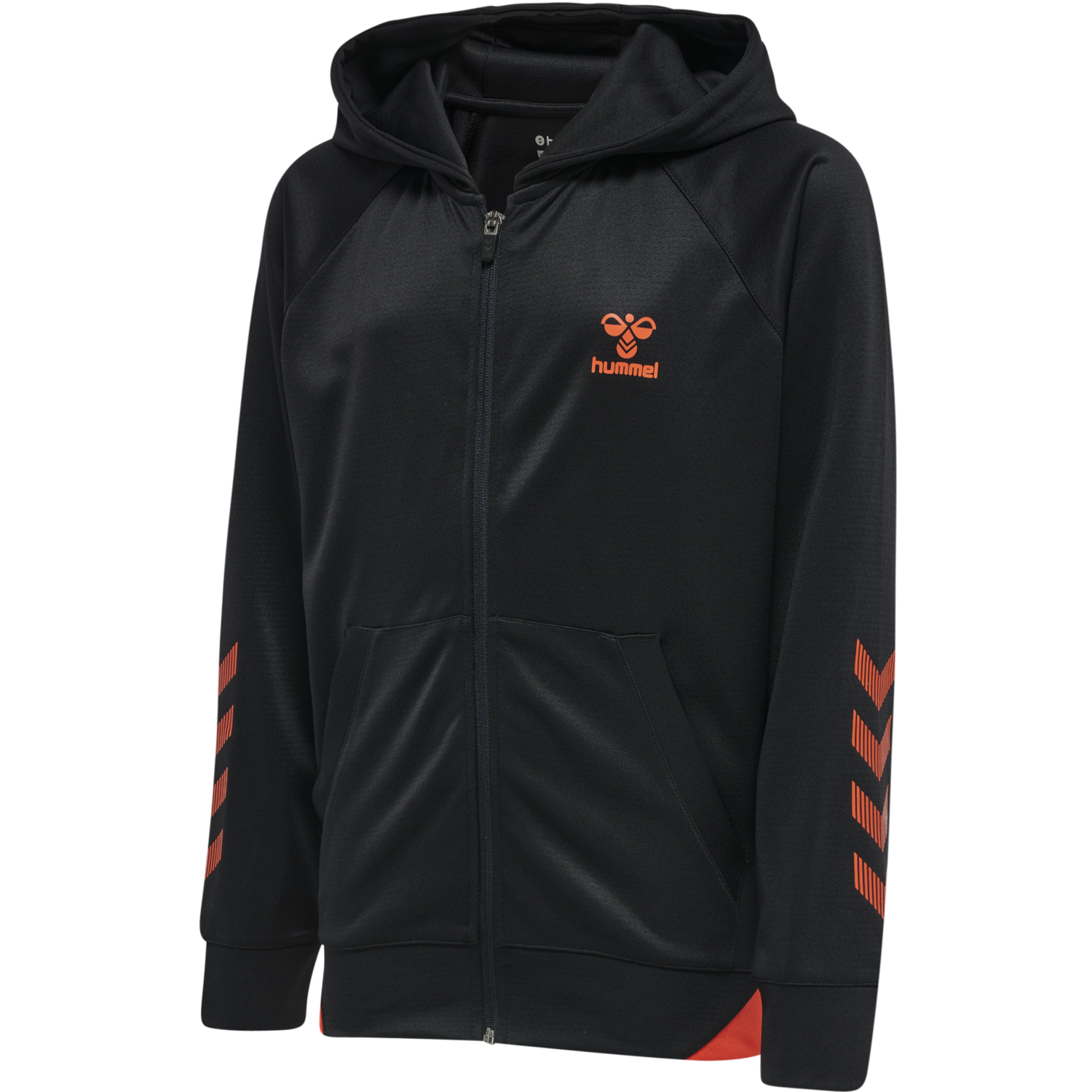 hmlGG12 ACTION ZIP HOODIE KIDS, BLACK/CHERRY TOMATO, packshot