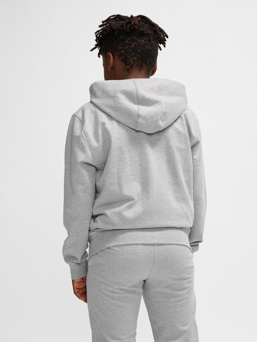 hmlGO 2.0 ZIP HOODIE KIDS, GREY MELANGE, model