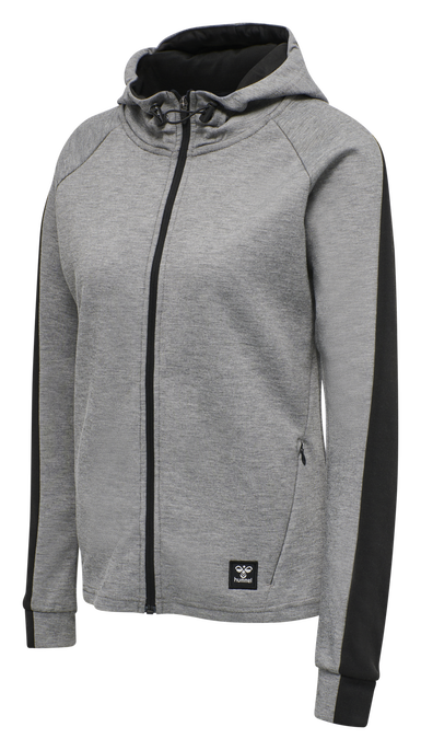 hmlESSI ZIP HOODIE, GREY MELANGE, packshot