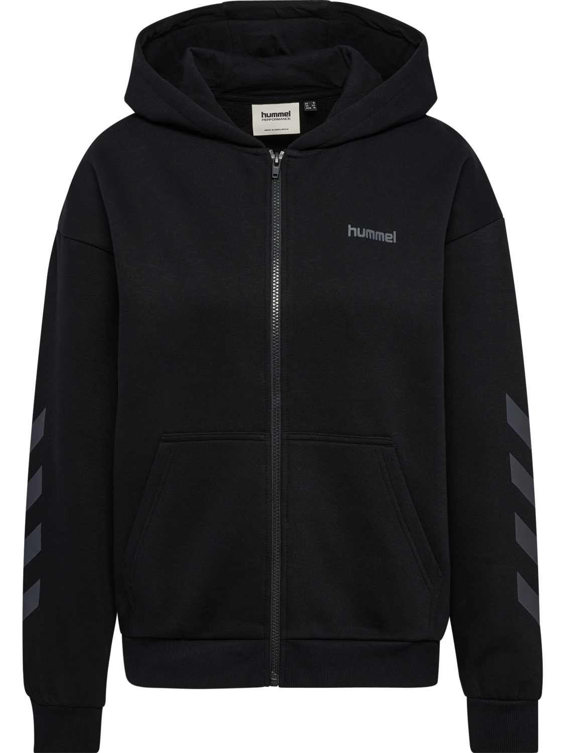 hmlKEEPER CHEVRON W ZIP HOODIE, BLACK, packshot