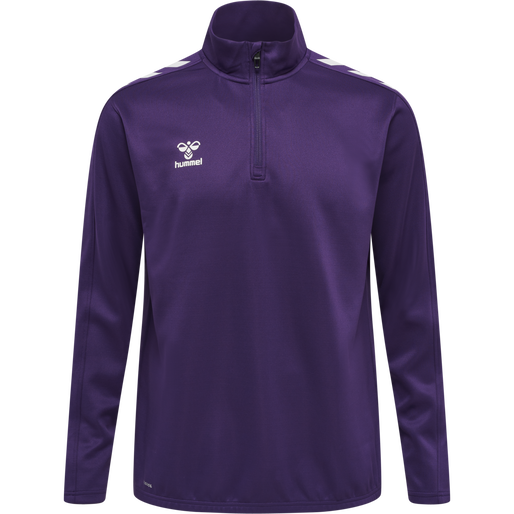 hmlCORE XK HALF ZIP POLY SWEAT, ACAI/WHITE, packshot