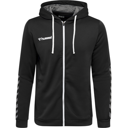hmlAUTHENTIC KIDS POLY ZIP HOODIE, BLACK/WHITE, packshot