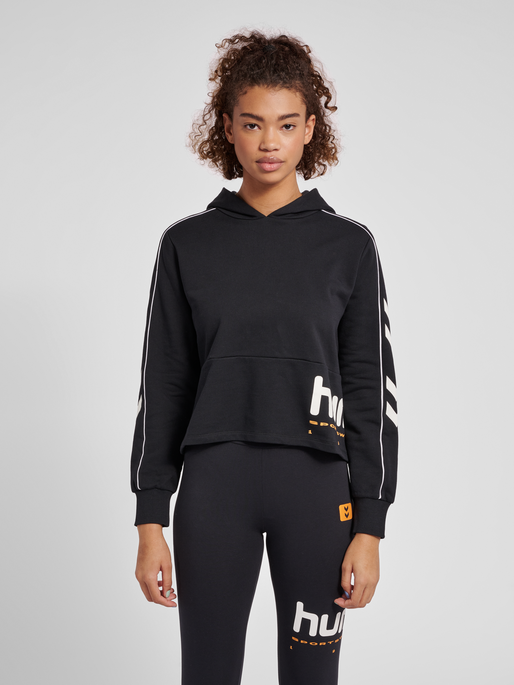 hmlLGC YOKO CROPPED HOODIE, BLACK, model