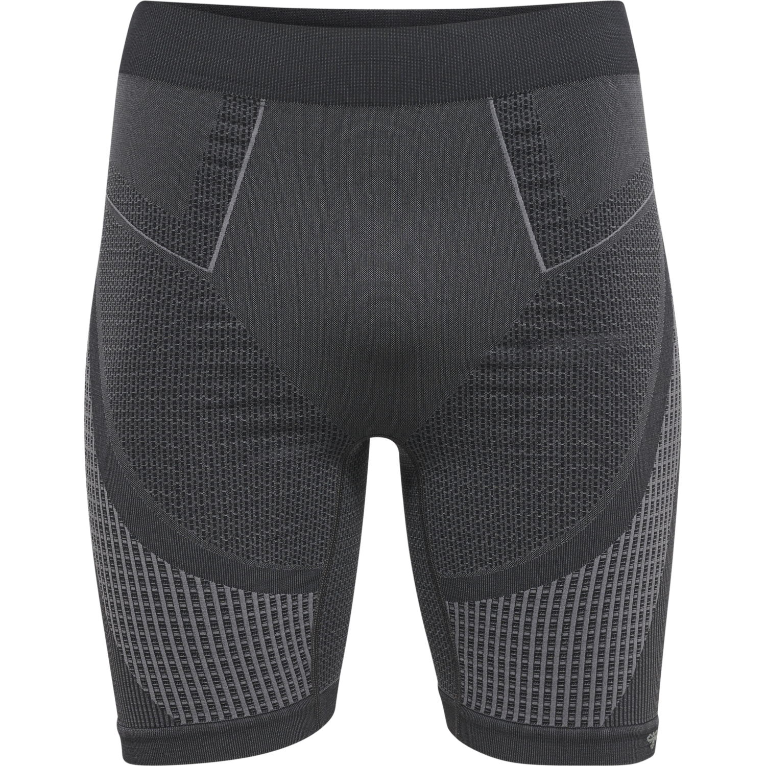 hmlMT OLLI SEAMLESS TIGHT SHORTS, BLACK/ASPHALT MELANGE, packshot