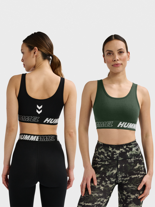 hmlTE MAJA 2-PACK COTTON SPORTS TOP, BLACK/CLIMBING IVY, model