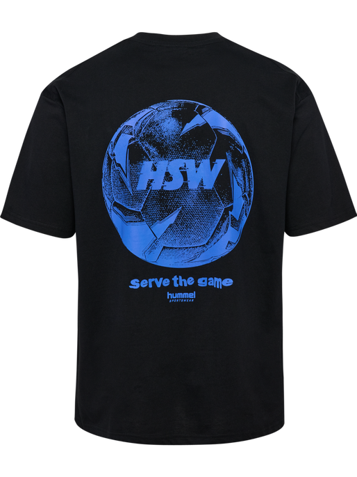 hmlLOOSE T-SHIRT S/S HSW FOOTBALL, BLACK, packshot