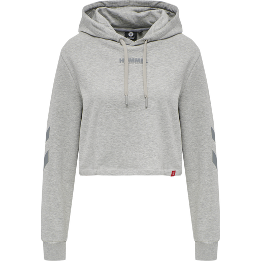 hmlLEGACY WOMAN CROPPED HOODIE, GREY MELANGE, packshot