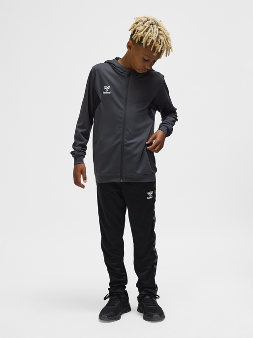 hmlAUTHENTIC PL ZIP HOODIE KIDS, ASPHALT, model
