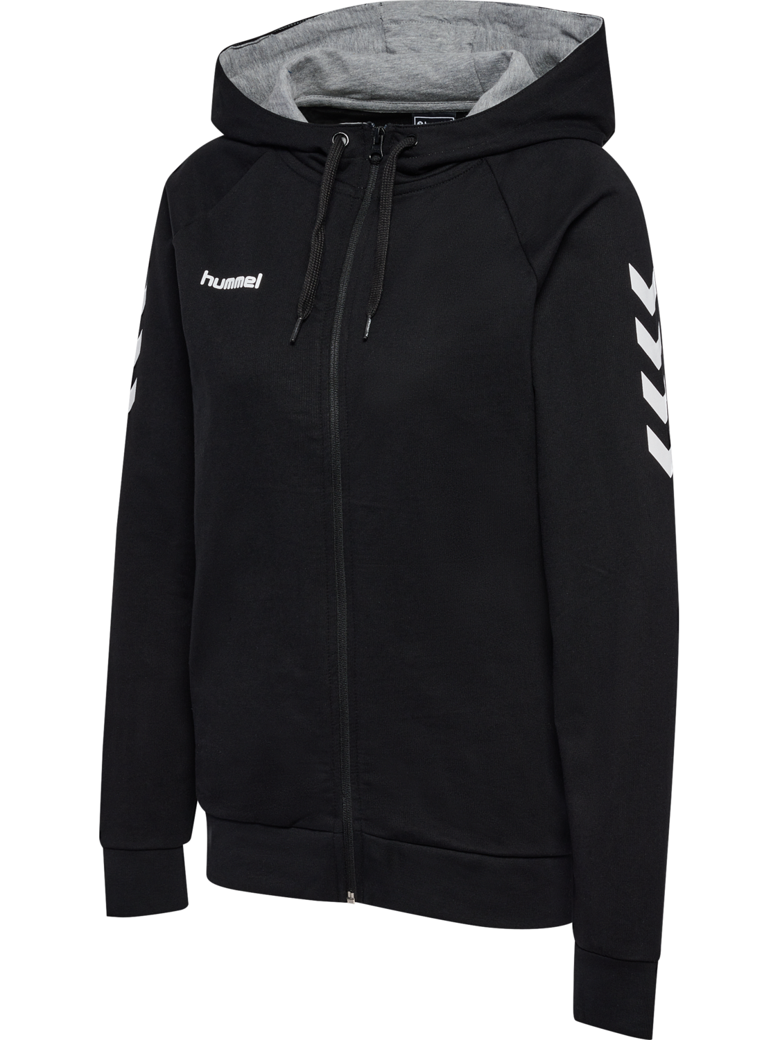 HMLGO COTTON ZIP HOODIE WOMAN, BLACK, packshot