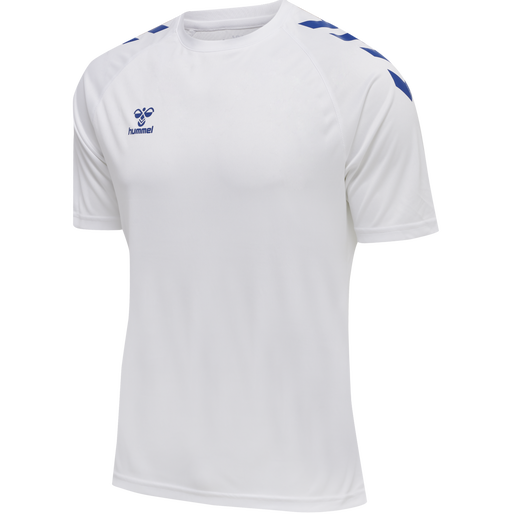 hmlCORE XK CORE POLY T-SHIRT S/S, WHITE/TRUE BLUE, packshot