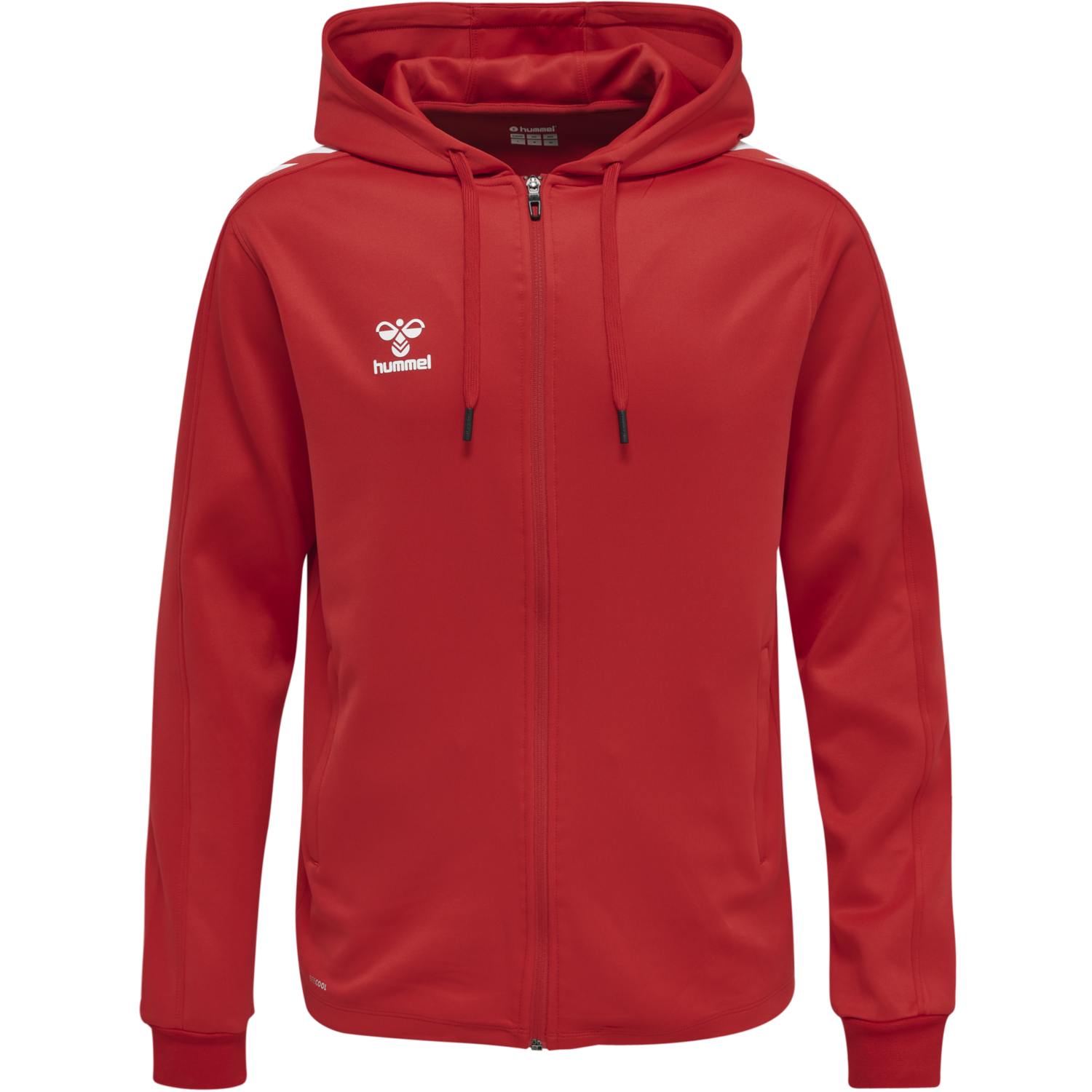 hmlCORE XK POLY ZIP HOOD SWEAT, TRUE RED, packshot