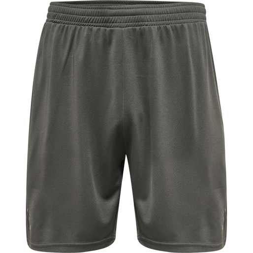 hmlONGRID POLY SHORTS, FORGED IRON/JET BLACK, packshot