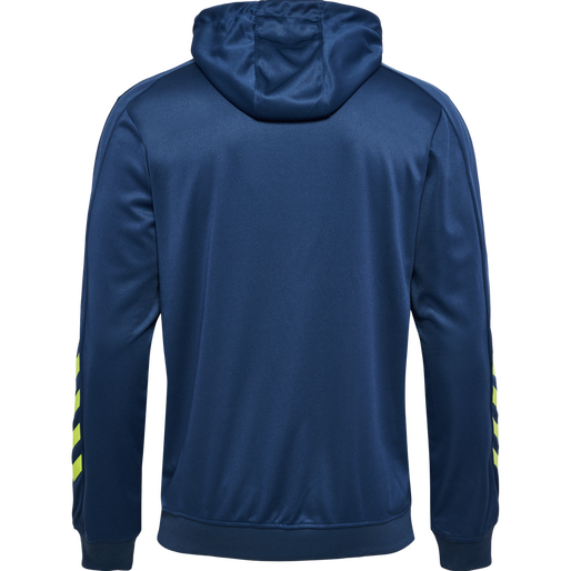 hmlPROMO POLY HOODIE, DARK DENIM/LIME PUNCH, packshot